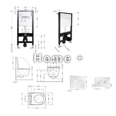 Готовое решение Qtap для ванной комнаты: подвесной унитаз Taurus Ultra Quiet 485x360x350 + комплект инсталляции Standard (круглая SD00057769 фото