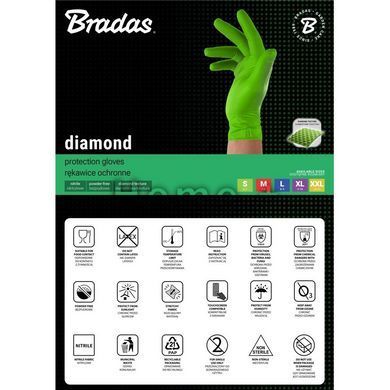 Защитные перчатки DIAMOND, нитриловые, размер M 7-8, зеленые, RWJNDGR8 RWJNDGR8 фото