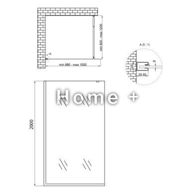 Душова перегородка Qtap Walk-In Standard BLM201.C8 100х200 см, скло Clear 8 мм, покриття CalcLess SD00051926 фото