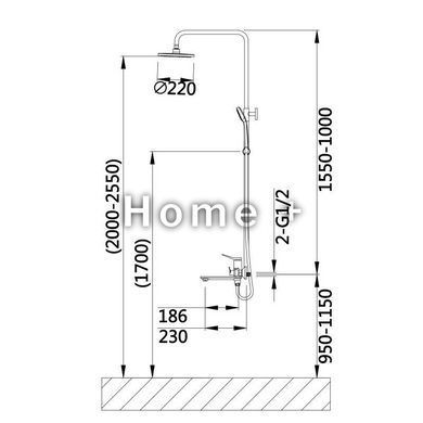 Душова система універсальна Qtap Presto на три споживачі (з виливом) QTPRE111GRP45585 Graphite SD00051709 фото