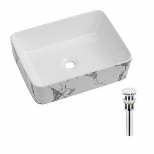 Раковина накладна Qtap Tern 480x370x135 мм, Marble, прямокутна, з донним клапаном QT17116069MR SD00054303 фото