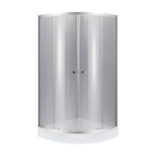 Lidz Набор: Душевая кабина Latwa SC90x90.SAT.LOW.DGR, полукруглая, стекло тонированное 4&nbsp;мм + Душевой поддон Kapielka ST90x90x14 SD00055614 фото