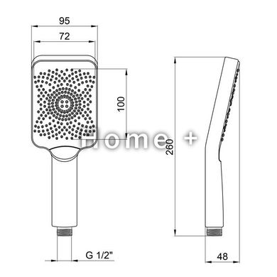 Лійка для ручного душу Qtap Rucni 145x95 мм прямокутна QTRUC125BLM45778 Black Matt SD00051902 фото