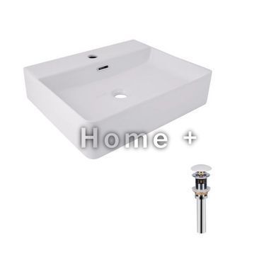 Комплект Qtap Nando LT: Раковина подвесная прямоугольная 500х420х120 мм White + Донный клапан PU02O SD00053447 фото