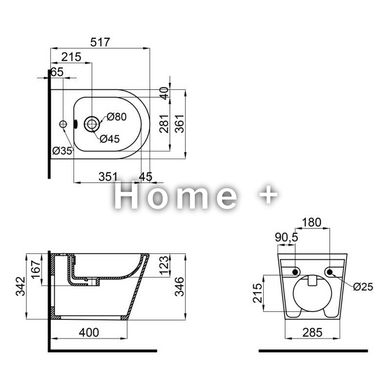 Биде подвесное Qtap Scorpio 515x360x345 Matt black QT1455053FMB SD00042531 фото