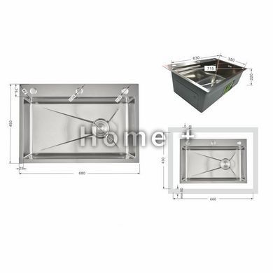Мийка для кухні інтегрована Lidz Handmade H6845 Brushed Steel 3,0/1,0 мм LDH6845BRU49455 SD00055579 фото