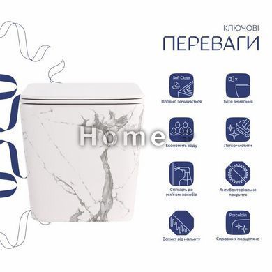 Унитаз подвесной Tern Ultra Quiet 490&times;365&times;325&nbsp;мм, Marble, с сиденьем Slim Duroplast / Soft-close / Quick Release QT17332303ASMR SD00054291 фото
