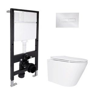 Готовое решение Qtap для ванной комнаты: подвесной унитаз Swan Ultra Quiet 520x360x320 + комплект инсталляции Standard (линейная SD00057766 фото