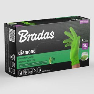 Захисні рукавички DIAMOND, нітрилові, XL розмір 9-10, зелені, RWJNDGR10 RWJNDGR10 фото