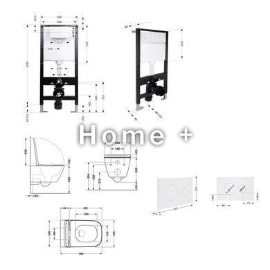 Готовое решение Qtap для ванной комнаты: подвесной унитаз Crow Ultra Quiet 485x340x290 + комплект инсталляции Standard (круглая SD00057734 фото