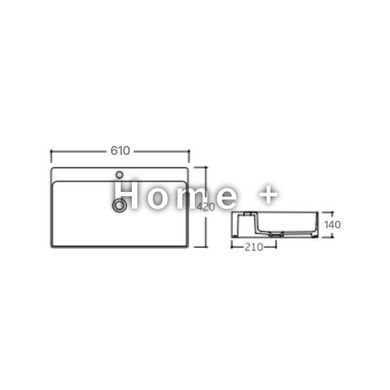 Раковина подвесная Nando LT 610х420х140 мм, White, прямоугольная, без донного клапана QT12116146W Qtap SD00052917 фото