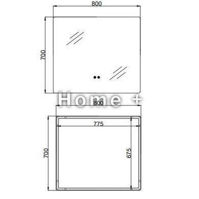 Дзеркало Qtap Taurus (TA2) 800&times;700 мм з LED-підсвіткою Touch, з антизапотіванням, з димером, темп. кольору (3000-6500K) SD00055079 фото