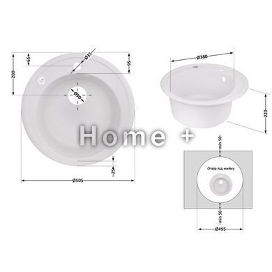 Кухонна мийка Lidz D510/200 WHI-01 (LIDZWHI01D510200) SD00039821 фото