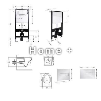 Готовое решение Qtap для ванной комнаты: подвесной унитаз Swan Ultra Quiet 520x360x320 + комплект инсталляции Standard (линейная SD00057766 фото