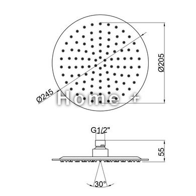 Лейка для верхнего душа Lidz (CRM) 51 10 103 25, Ø25 см