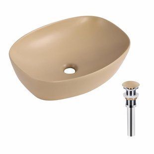Раковина накладная Qtap Robin 500х380х140 мм, Beige, прямоугольная, с донным клапаном QT04116302SB SD00054298 фото