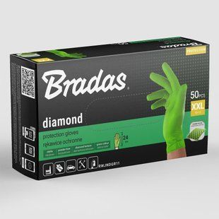 Захисні рукавички DIAMOND, нітрилові, XXL розмір 10-11, зелені, RWJNDGR11 RWJNDGR11 фото