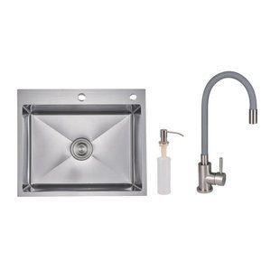 Акційний набір Lidz: мийка H6050H інтегрована Decor Honeycomb 2,5/0,5 мм LDH6050DEC48370 + Змішувач Aria для кухні з гнучким SD00057351 фото