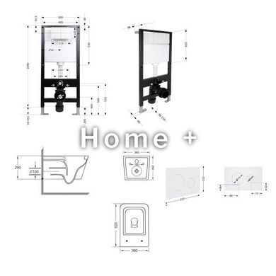 Готовое решение Qtap для ванной комнаты: подвесной унитаз Crow Ultra Quiet 520x360x290 + комплект инсталляции Standard (круглая SD00057740 фото