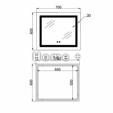 Зеркало Lidz Kubis (KU2) 600х700 с LED-подсветкой Touch, с антизапотеванием, с диммером, рег. яркости LDKU60070049286 SD00055410 фото