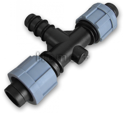 Трійник крапельна стрічка х2/з'єднувач для трубки 16 мм, DSTA03-16L