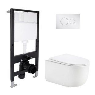 Готовое решение Qtap для ванной комнаты: подвесной унитаз Taurus Ultra Quiet 515x360x350 + комплект инсталляции Standard (круглая SD00057775 фото