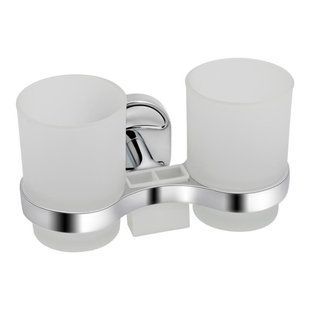 Стакан з тримачем Lidz Oreo 0402 подвійний настінний (матове скло) LDORE0402CRM22164 Chrome SD00028261 фото