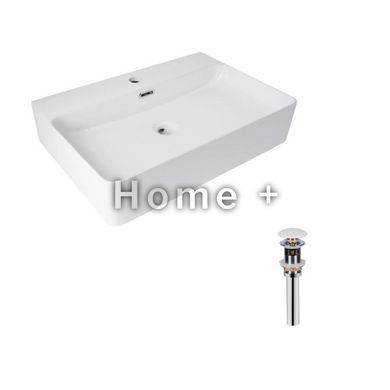 Комплект Qtap Nando LT: Раковина подвесная прямоугольная 600х440х130 мм White + Донный клапан PU02O SD00053450 фото