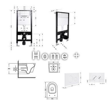 Готовое решение Qtap для ванной комнаты: подвесной унитаз Jay Ultra Quiet 520x360x320 + комплект инсталляции Standard (круглая SD00057722 фото