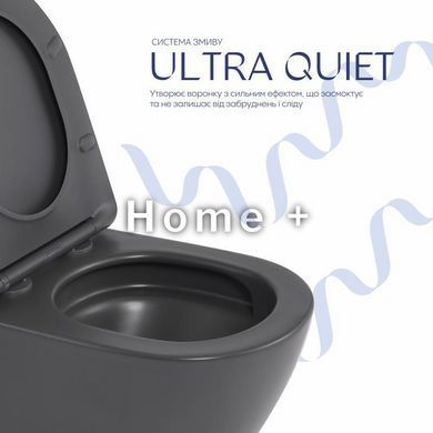 Унітаз підвісний Robin Ultra Quiet 490&times;365&times;325&nbsp;мм, Anthracite, із сидінням Slim Duroplast/Soft-close/Quick Release SD00054283 фото