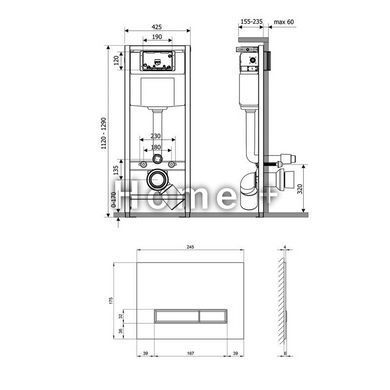 Набор инсталляция 4 в 1 Qtap Nest ST с линейной панелью смыва QT0133M425V1107GB SD00040860 фото