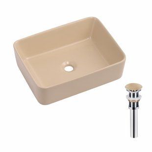 Раковина накладна Qtap Tern 480x370x135 мм, Beige, прямокутна, з донним клапаном QT17116069SB SD00054302 фото