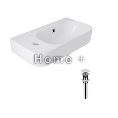 Комплект Qtap Tern: Раковина подвесная прямоугольная левая 450х260х155 мм White + Донный клапан PU02O SD00053451 фото