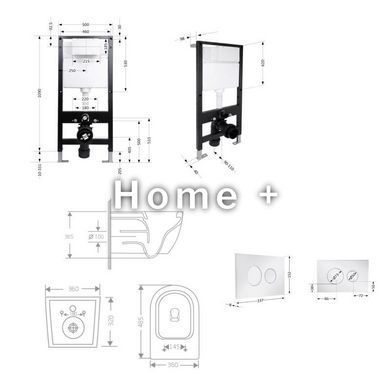 Готовое решение Qtap для ванной комнаты: подвесной унитаз Jay Rimless 485x360x320 + комплект инсталляции Standard (круглая кнопка SD00057703 фото