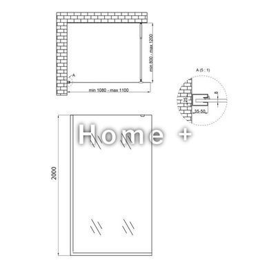 Душевая перегородка Qtap Walk-In Standard CRM2011.C8 110х200 см, стекло Clear 8 мм, покрытие CalcLess SD00045305 фото