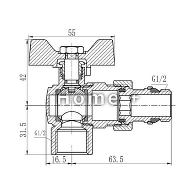 Кран шаровой "Американка" SD Forte 1/2" с антипротечкой угловой SF223W15