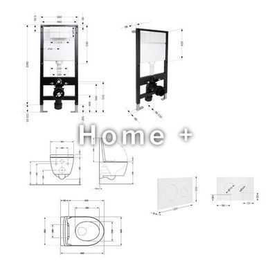 Готовое решение Qtap для ванной комнаты: подвесной унитаз Swan Ultra Quiet 485x360x320 + комплект инсталляции Standard (круглая SD00057752 фото