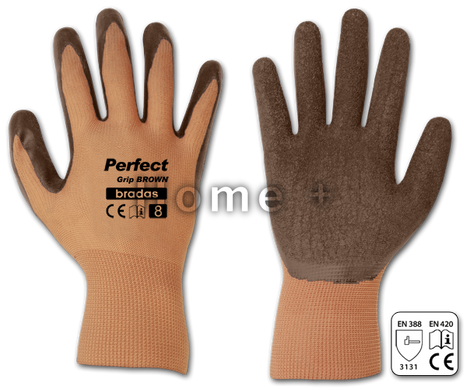 Рукавиці захисні PERFECT GRIP BROWN латекс, розмір 8, RWPGBR8