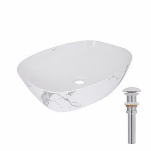 Раковина накладна Qtap Cardinal 500х380х140 мм, Marble, прямокутна, з донним клапаном QTCAR188MR49826 SD00055950 фото