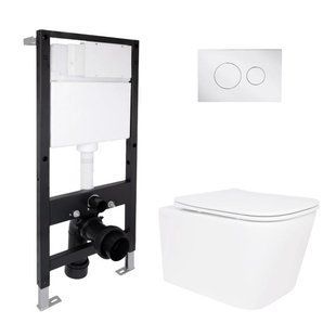 Готовое решение Qtap для ванной комнаты: подвесной унитаз Crow Ultra Quiet 485x340x290 + комплект инсталляции Standard (круглая SD00057733 фото