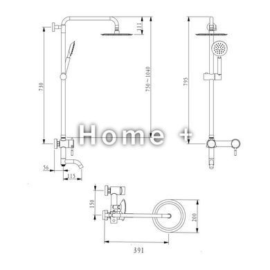 Душевая система универсальная Brinex Pure 1030 на 3 потребителя Nickel BRIPUR1030NKL SD00053186 фото