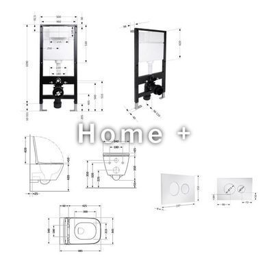 Готовое решение Qtap для ванной комнаты: подвесной унитаз Crow Ultra Quiet 485x340x290 + комплект инсталляции Standard (круглая SD00057733 фото