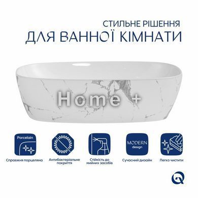 Раковина накладная Qtap Cardinal 500х380х140 мм, Marble, прямоугольная, с донным клапаном QTCAR188MR49826 SD00055950 фото