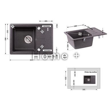 Кухонна мийка Lidz 620x435/200 GRF-13 (LIDZGRF13620435200) SD00043259 фото