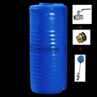 Емкость с краном и механизмом автонабора воды 100 л для резерва воды в квартире Ø 45*97 см синяя (узкая)