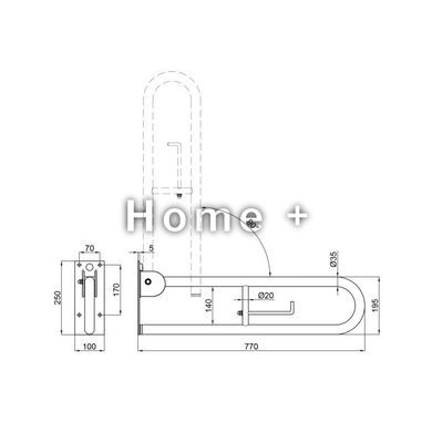 Поручень універсальний Qtap Freedom 770х170 Chrome QT2291UCHR SD00045979 фото