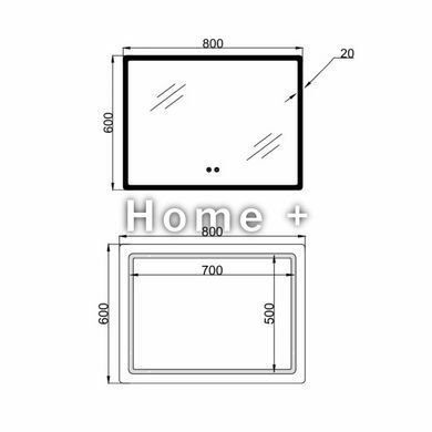 Зеркало Lidz Orion (OR2) 800х600 с LED-подсветкой Touch, с антизапотеванием, с диммером, рег. яркости LDOR80060049294 SD00055418 фото