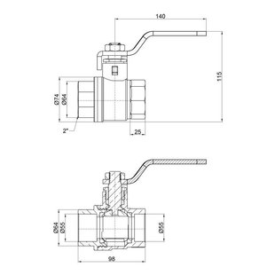 Кран кульовий SD Plus 2" ВР для води (важіль) SD600W50 2070295432 фото