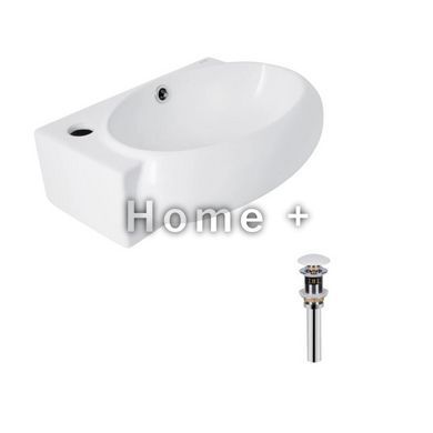 Комплект Qtap Leo: Раковина подвесная овальная левая 430x290x140 мм White + Донный клапан PU02O SD00053456 фото