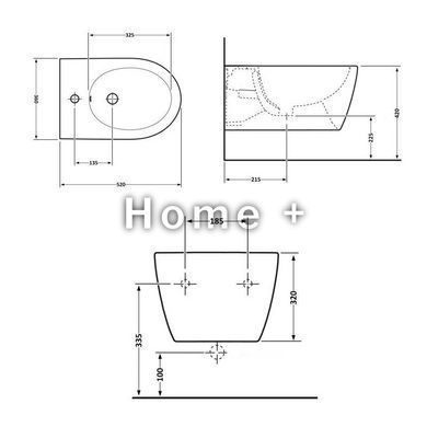 Биде подвесное Qtap Jay 520х360х320 White QT07555376W SD00040388 фото